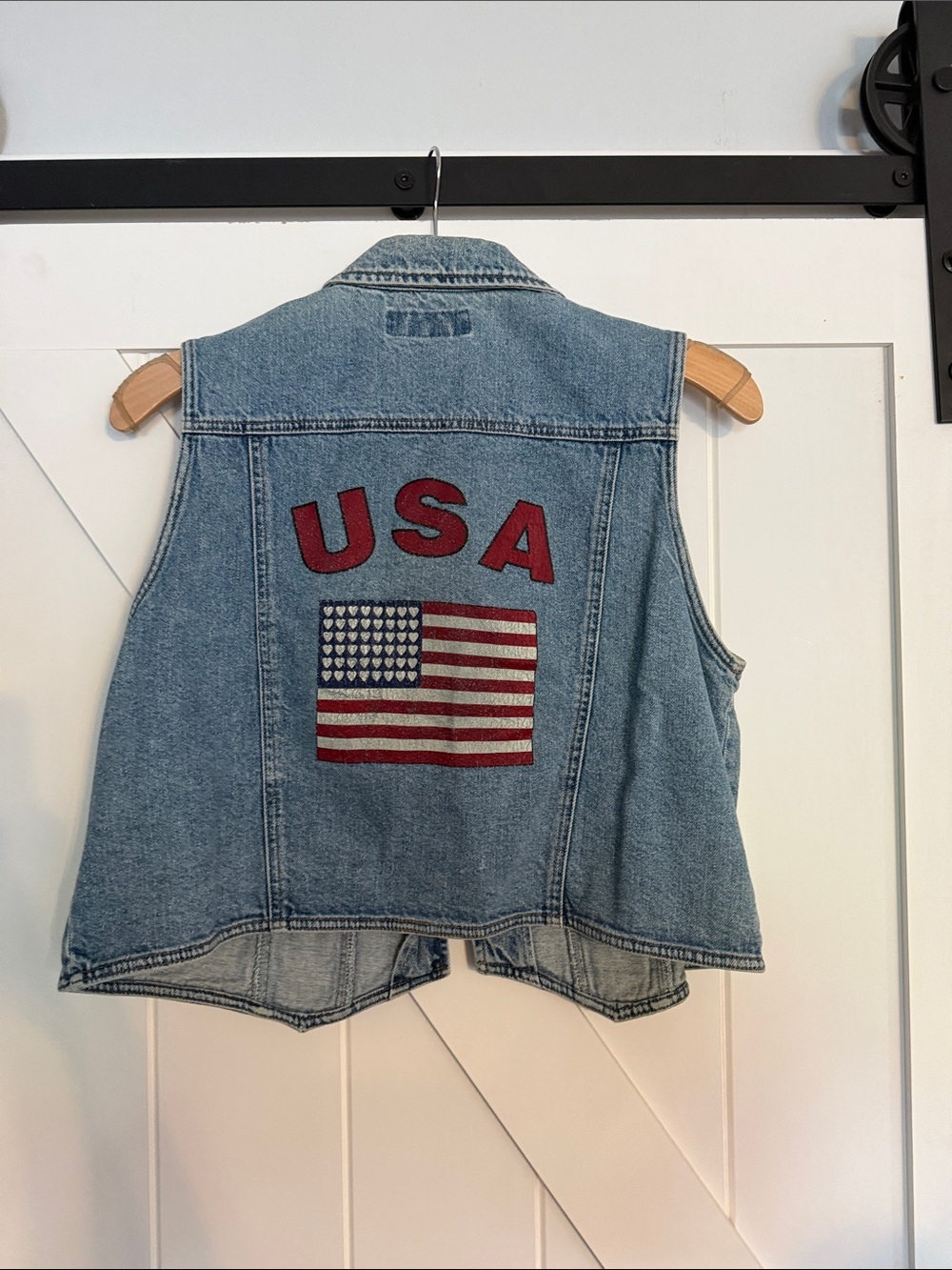 L.A. Blues Denim Vest with Red, White & Blue USA Patch